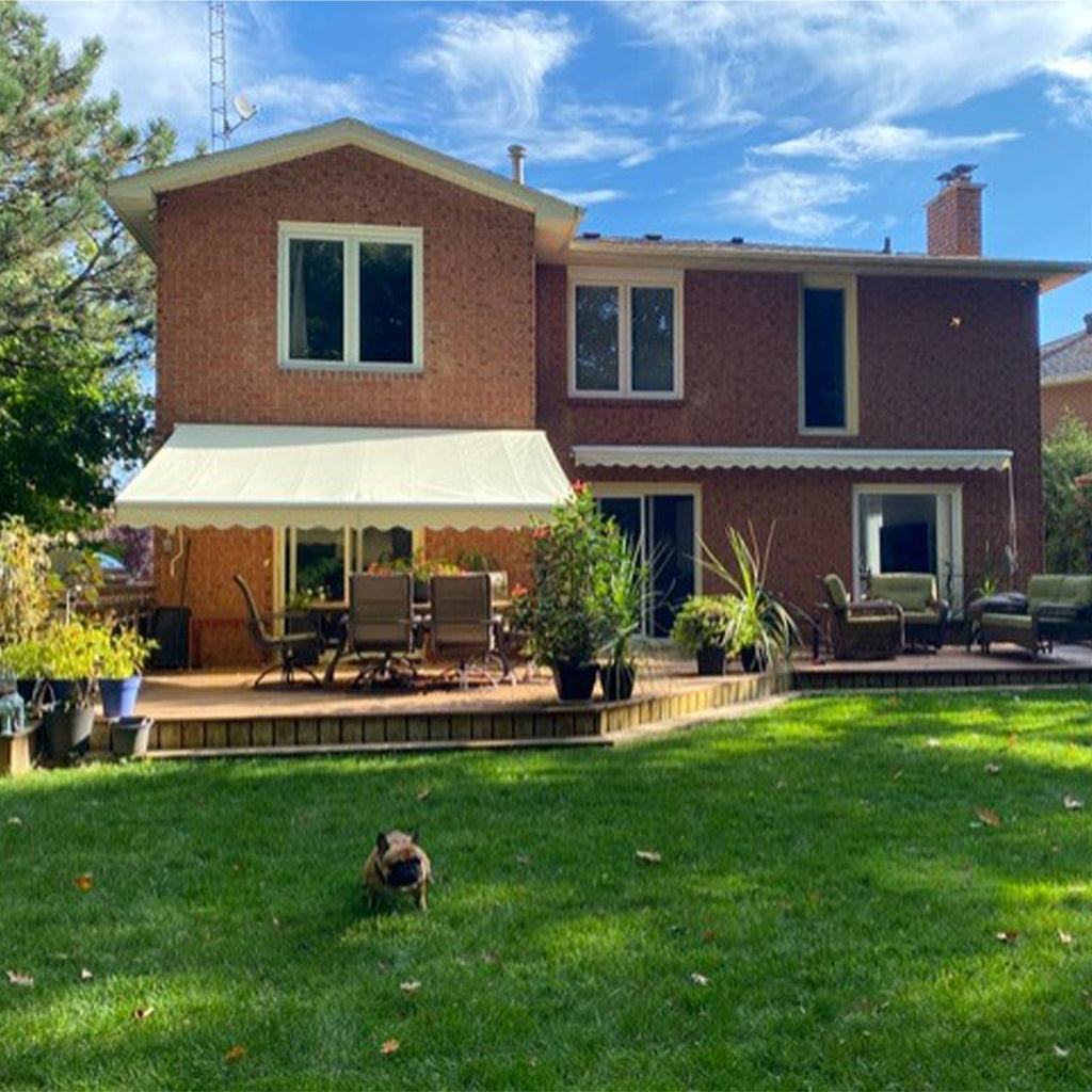 Aleko Retractable White Frame Patio Awning - 10 x 8 Feet