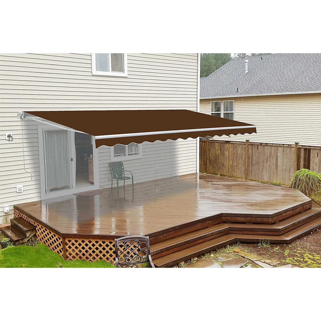 Aleko Retractable White Frame Patio Awning - 12 x 10 Feet