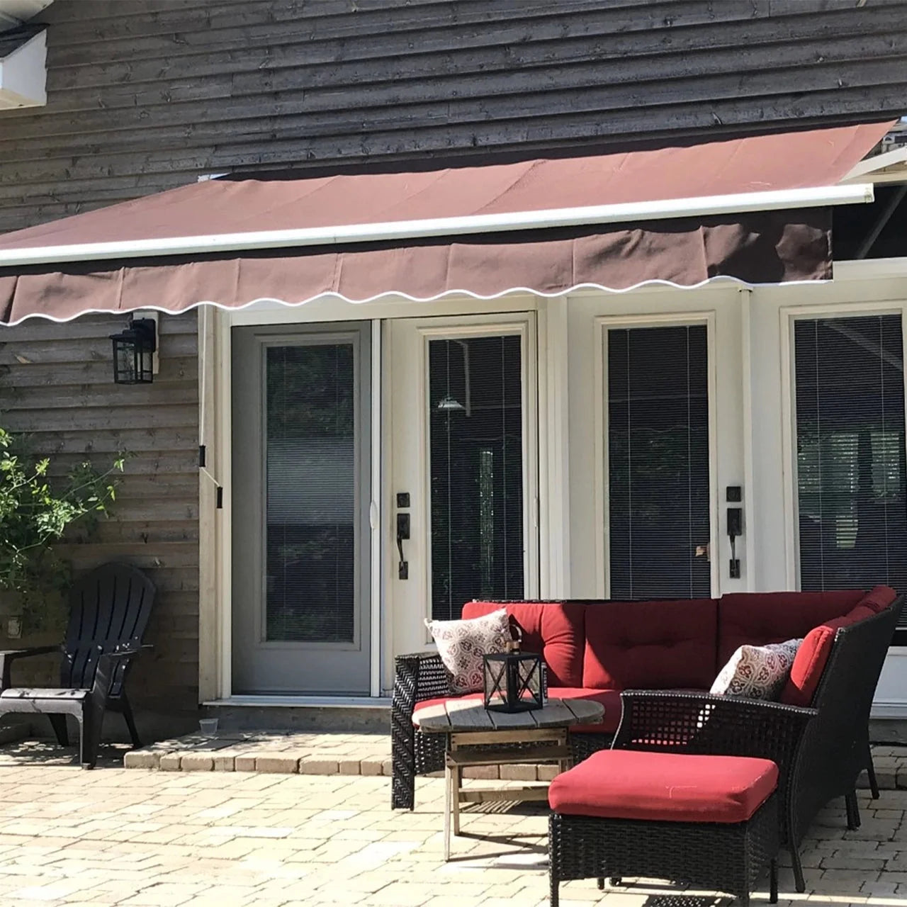 Aleko Retractable White Frame Patio Awning - 12 x 10 Feet