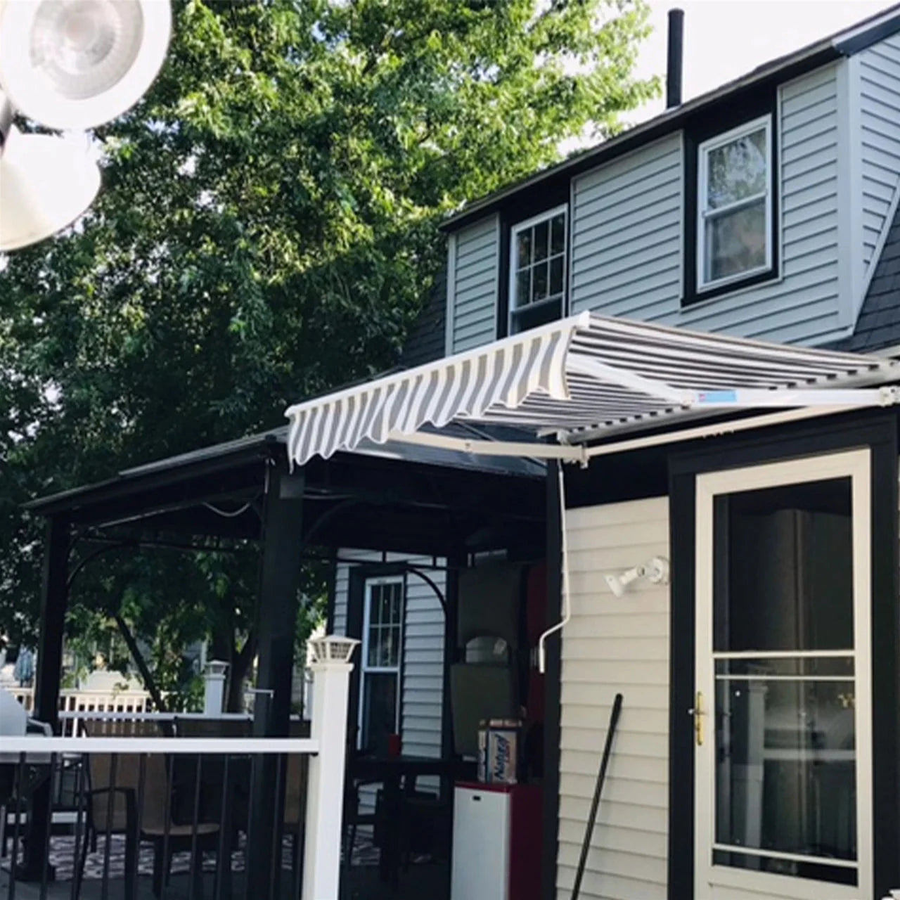 Aleko Retractable White Frame Patio Awning - 12 x 10 Feet