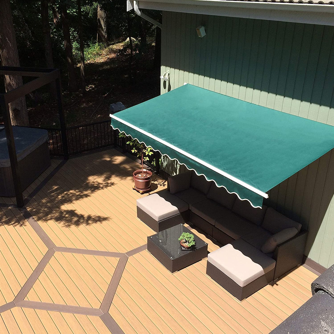 Aleko Retractable White Frame Patio Awning - 12 x 10 Feet