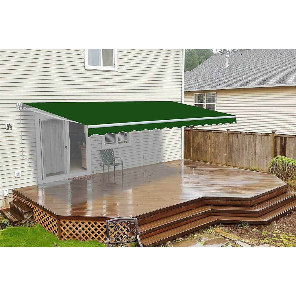 Aleko Retractable White Frame Patio Awning - 12 x 10 Feet