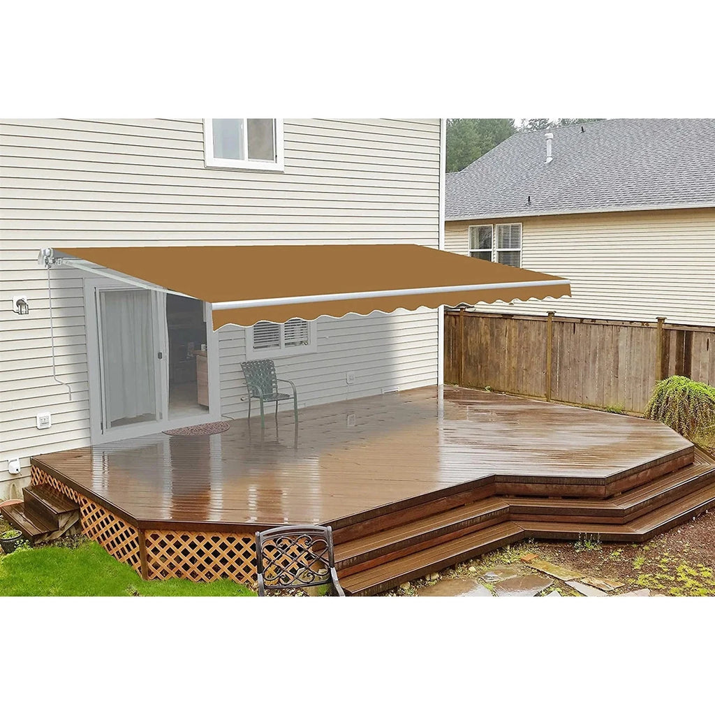 Aleko Retractable White Frame Patio Awning - 12 x 10 Feet