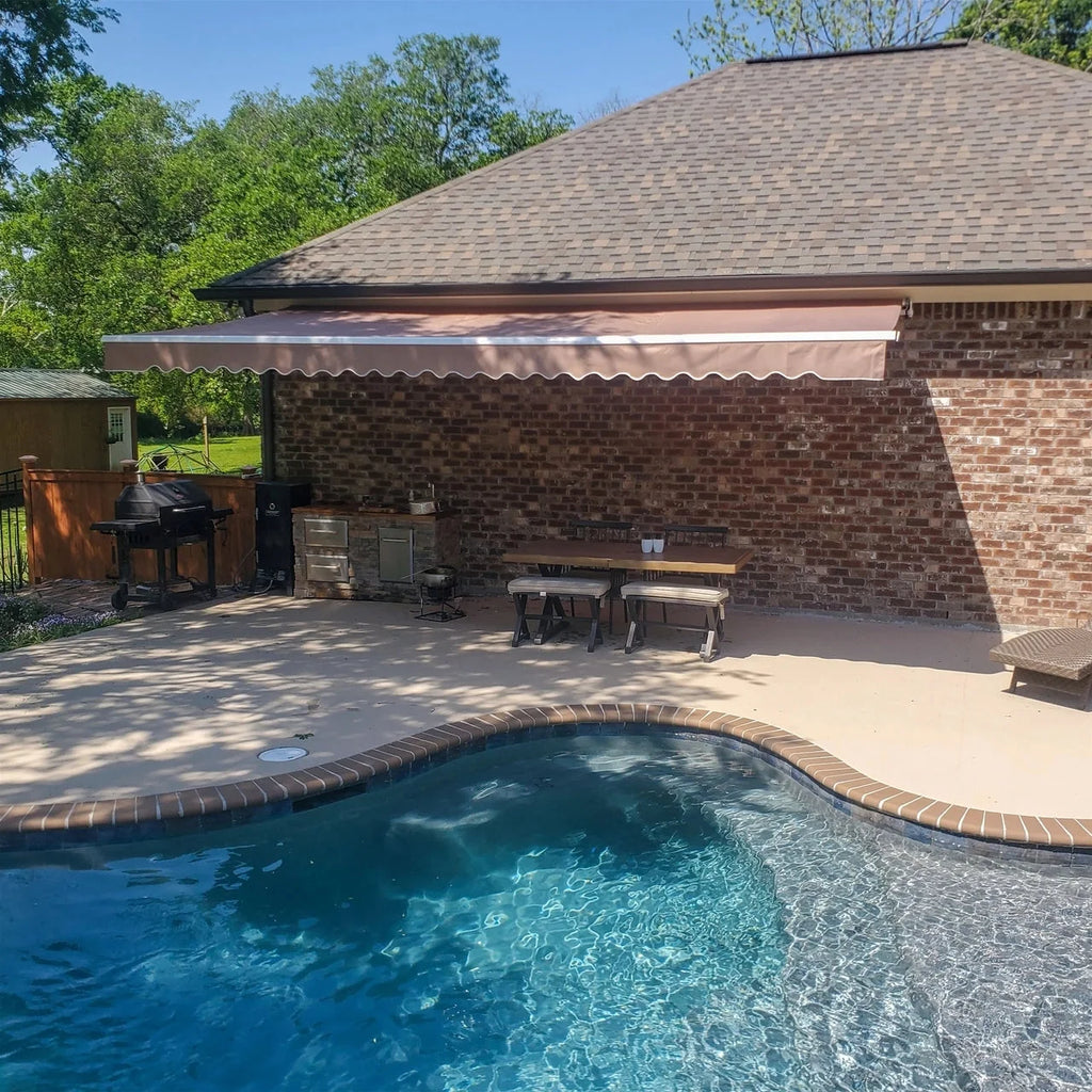 Aleko Retractable White Frame Patio Awning - 12 x 10 Feet
