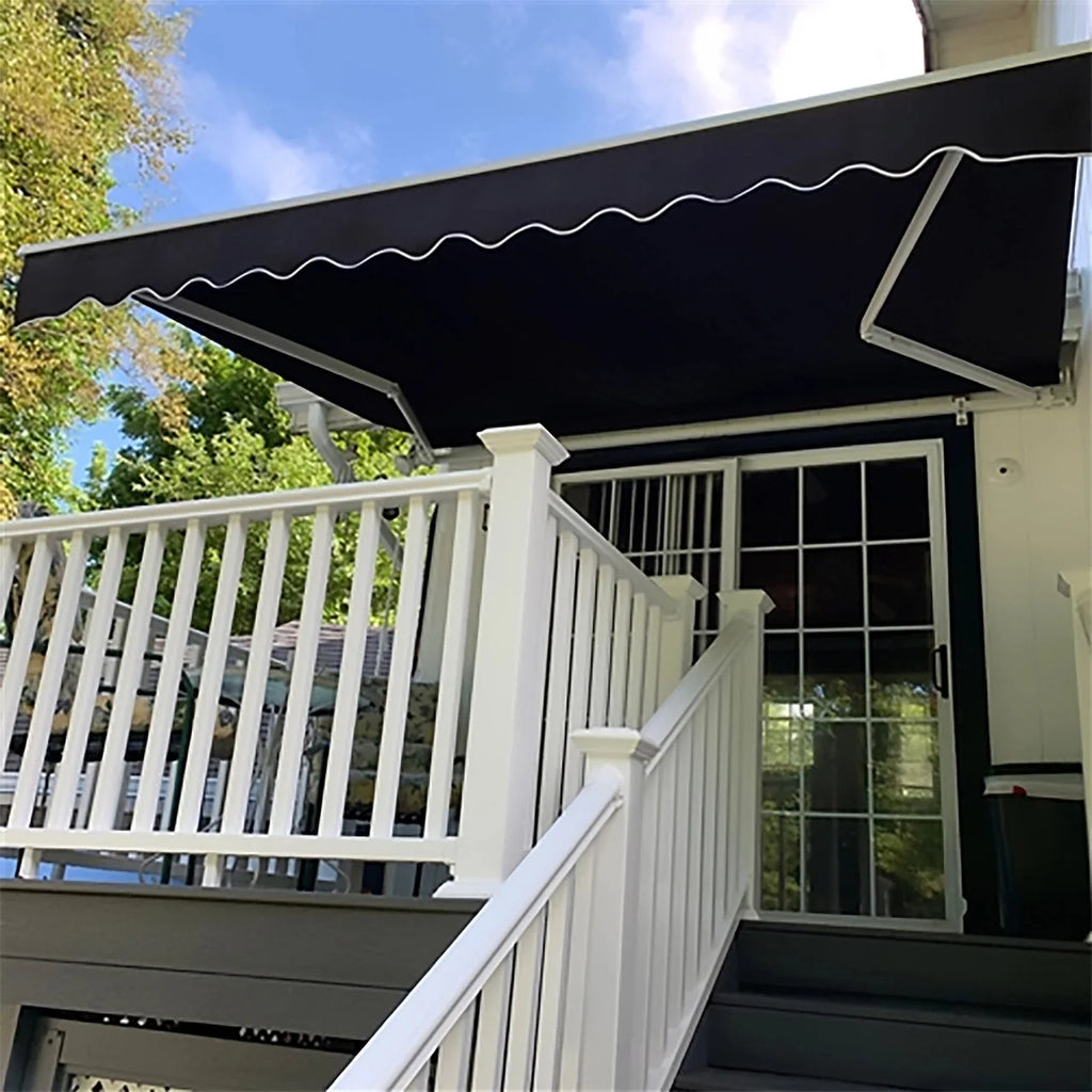 Aleko Retractable White Frame Patio Awning - 13 x 10 Feet