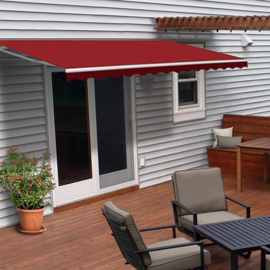 Aleko Retractable White Frame Patio Awning - 13 x 10 Feet