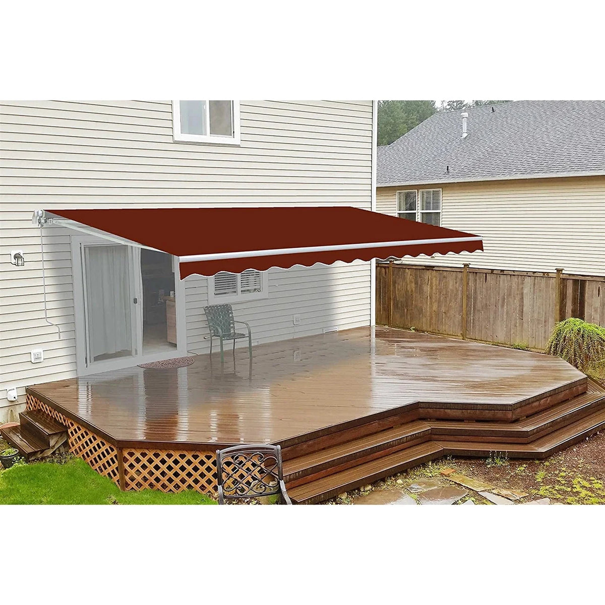 Aleko Retractable White Frame Patio Awning - 13 x 10 Feet