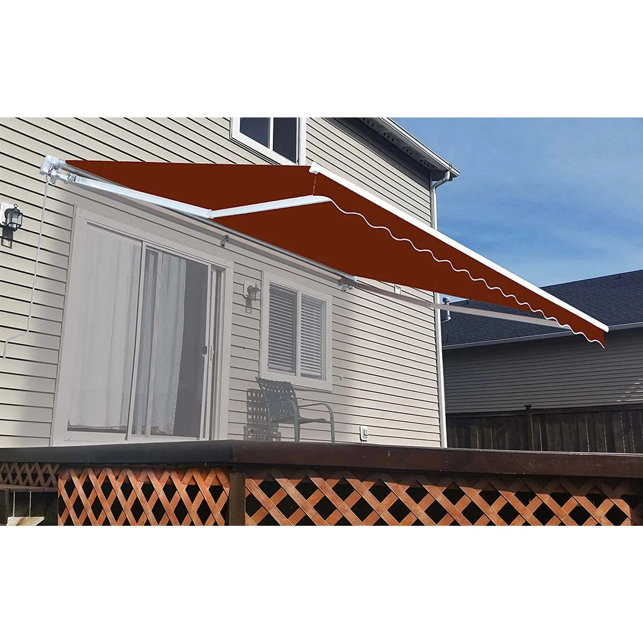 Aleko Retractable White Frame Patio Awning - 13 x 10 Feet