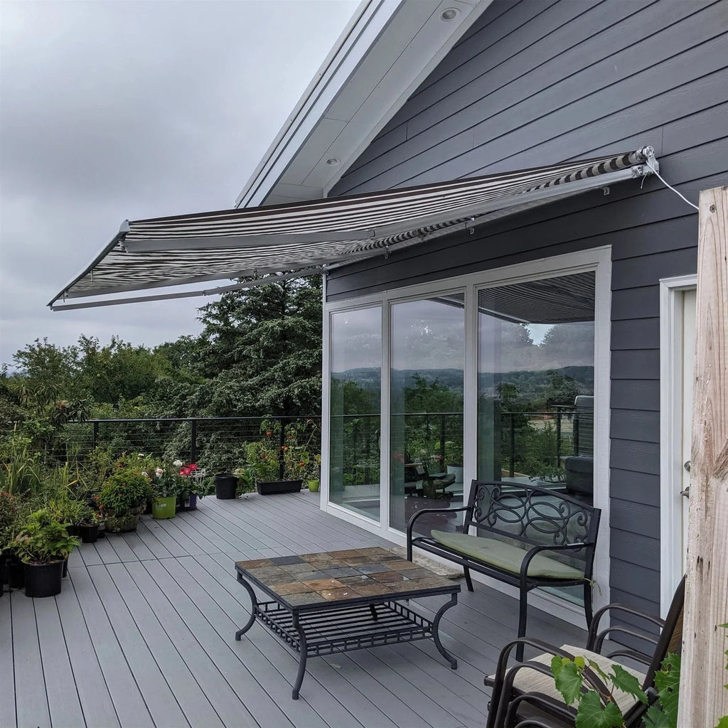 Aleko Retractable White Frame Patio Awning - 13 x 10 Feet