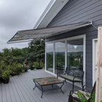 Aleko Retractable White Frame Patio Awning - 13 x 10 Feet