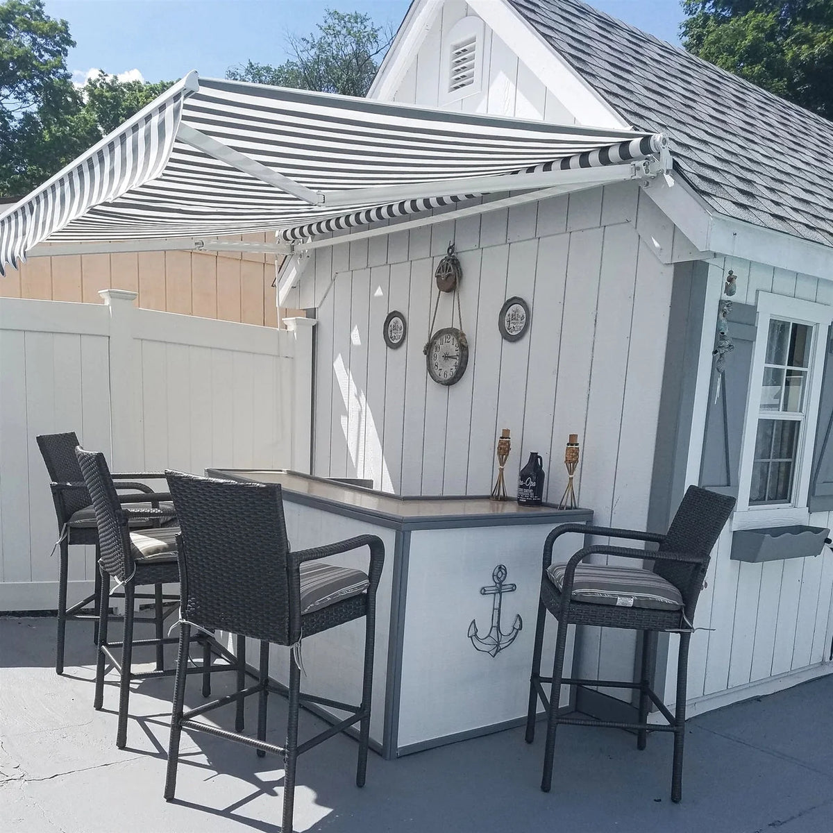 Aleko Retractable White Frame Patio Awning - 13 x 10 Feet