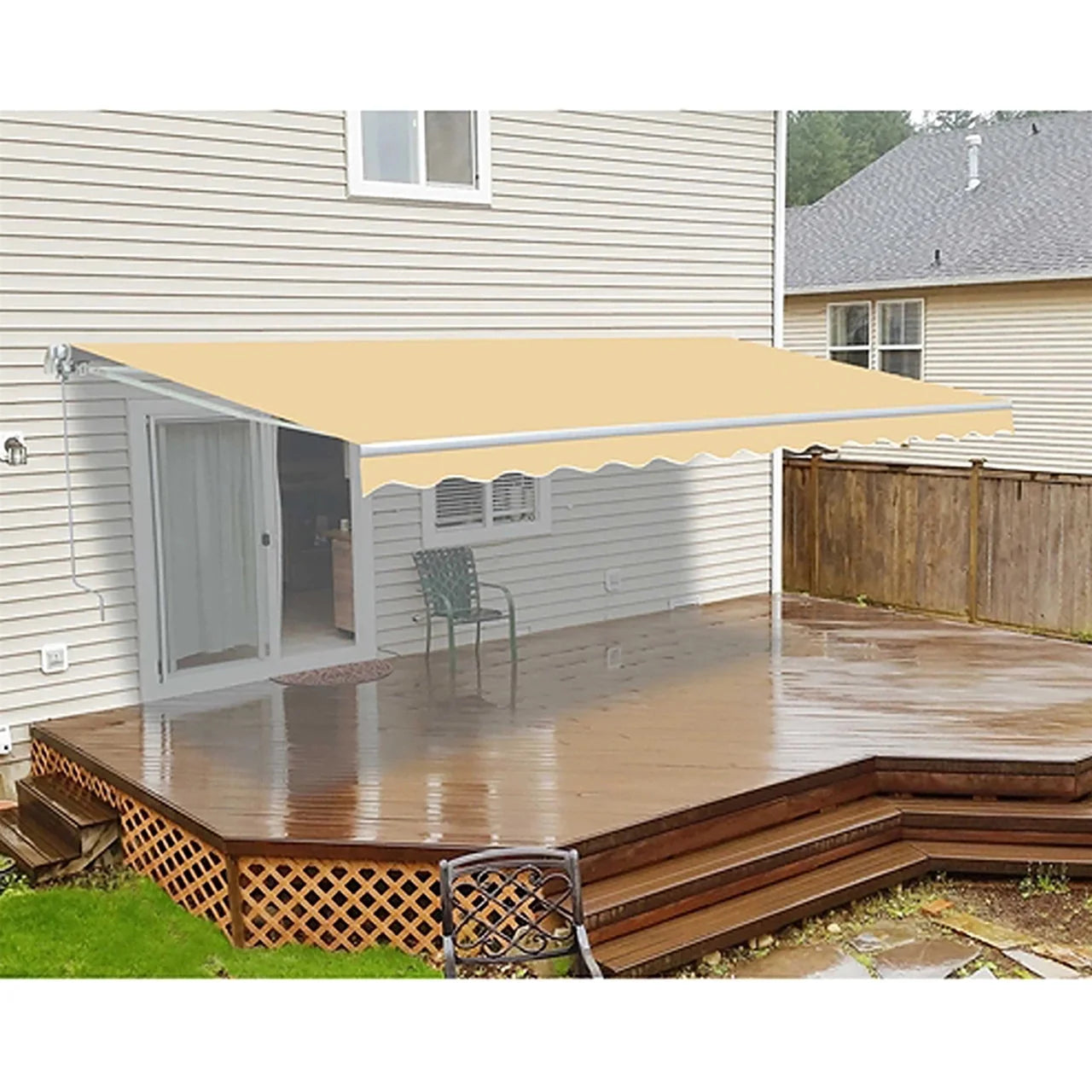 Aleko Retractable White Frame Patio Awning - 13 x 10 Feet