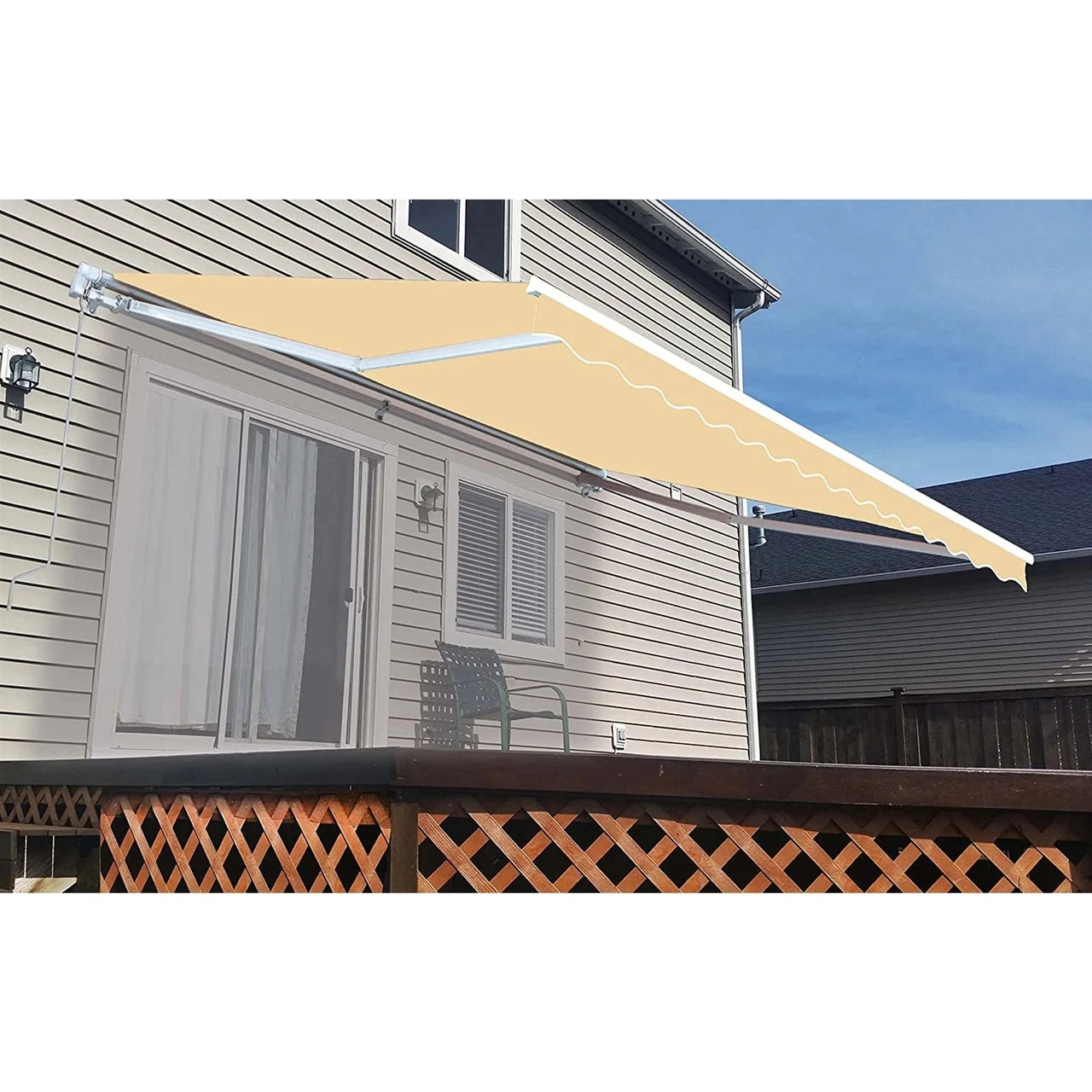 Aleko Retractable White Frame Patio Awning - 13 x 10 Feet