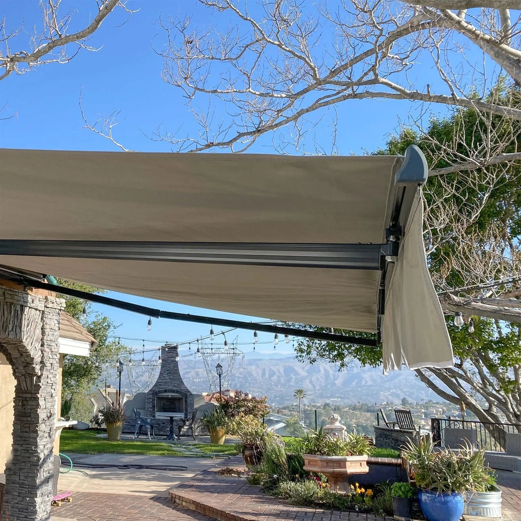 Aleko Retractable White Frame Patio Awning - 13 x 10 Feet