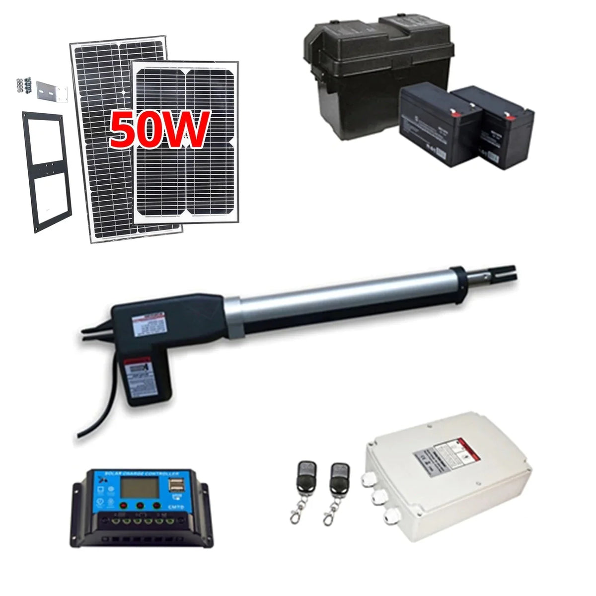 Aleko Single Swing Gate Operator - AS600 AC/DC - Solar Kit