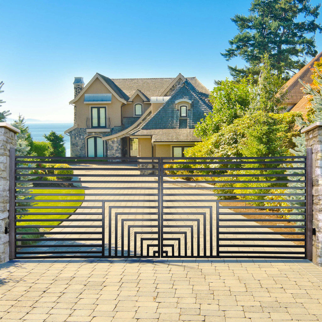 Aleko Steel Dual Swing Driveway Gate - Florence Style - 14