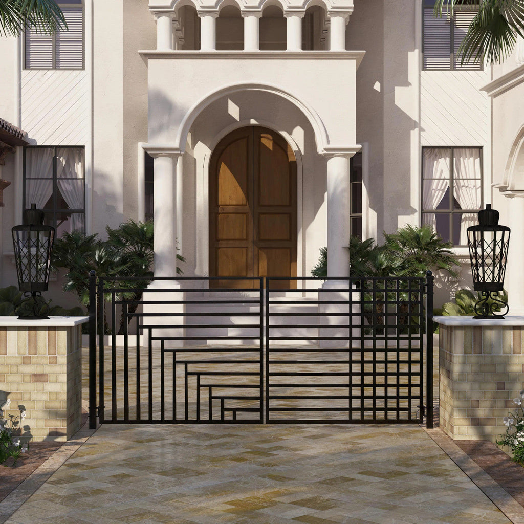 Aleko Steel Dual Swing Driveway Gate - Kyiv Style - 12 x 6