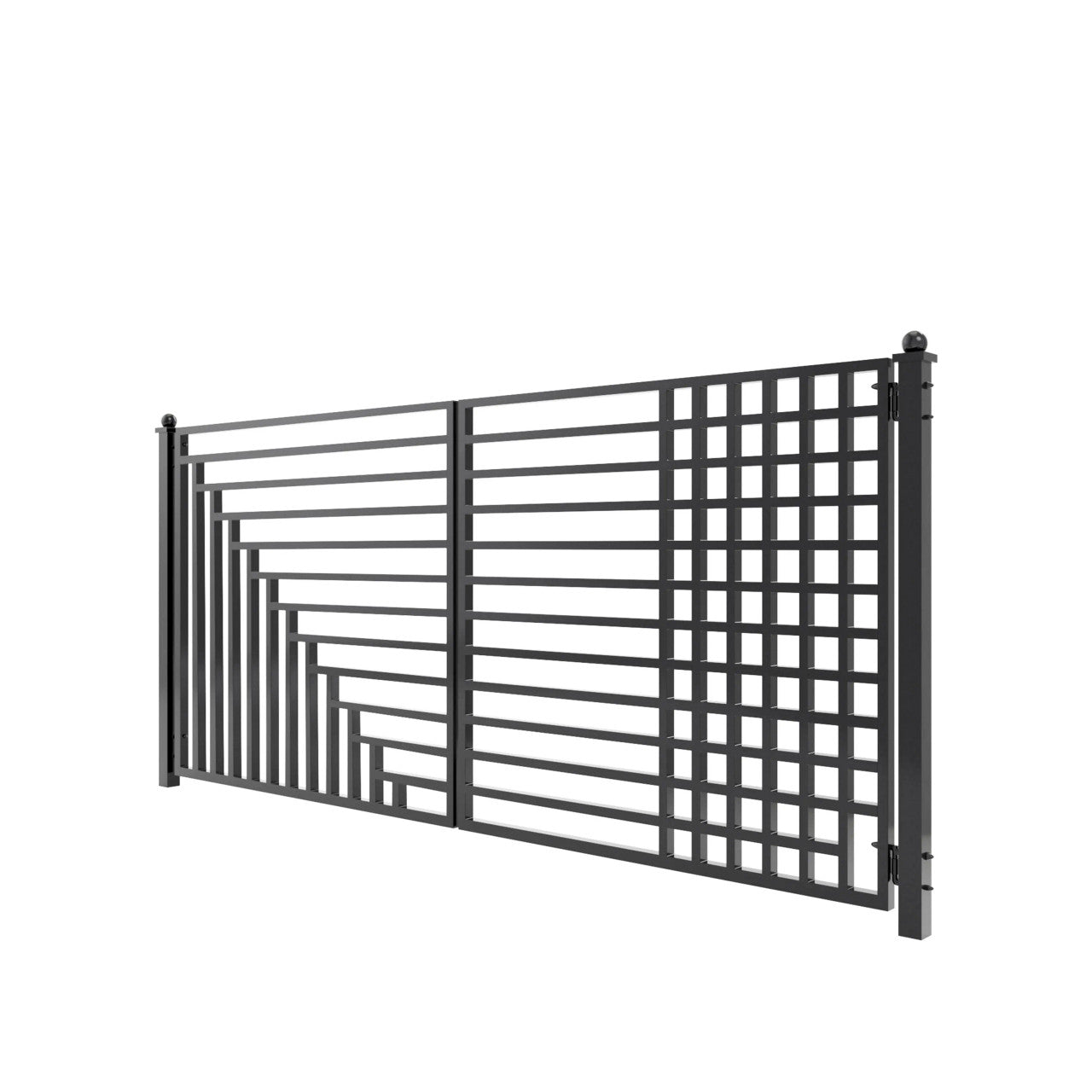 Aleko Steel Dual Swing Driveway Gate - Kyiv Style - 14 x 6