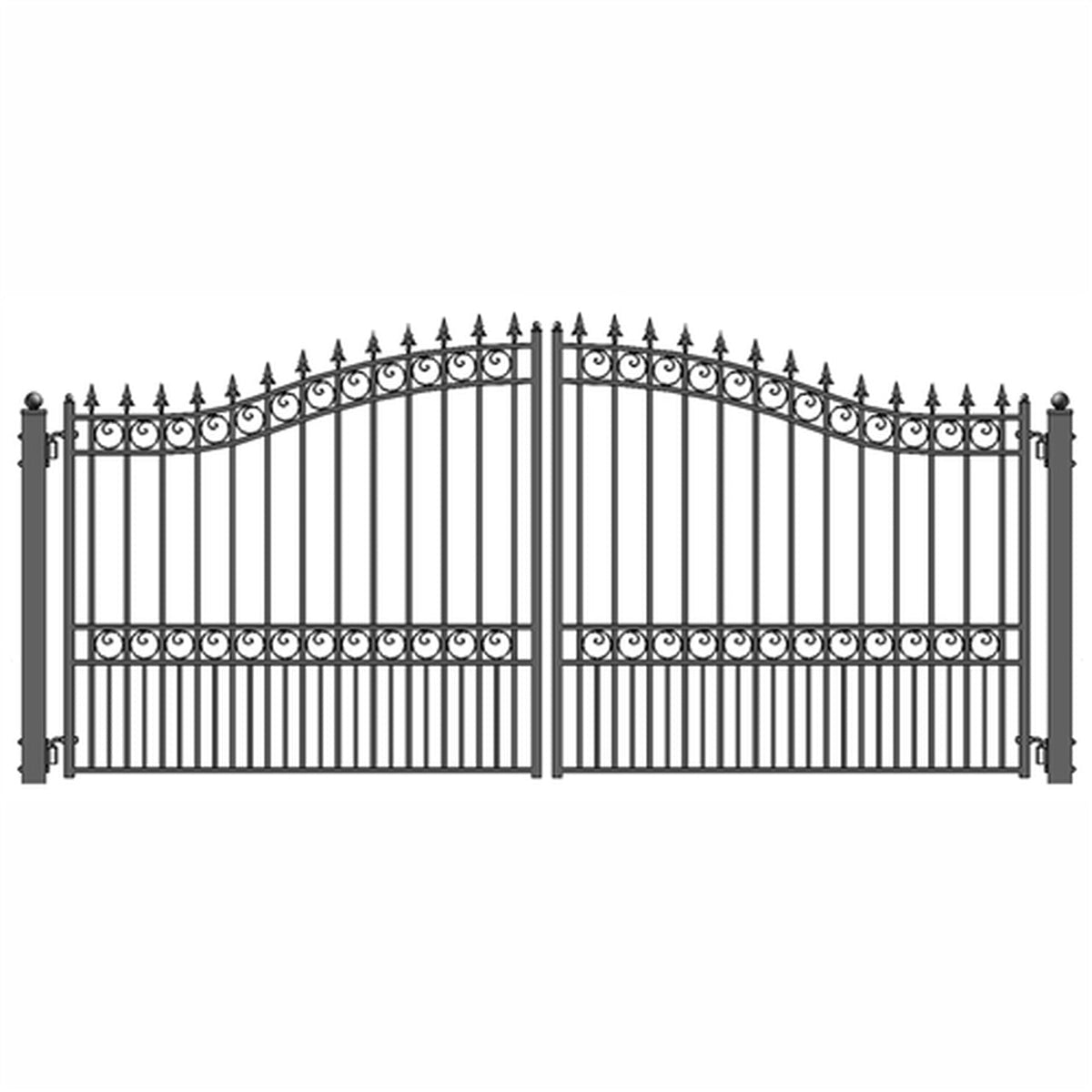 Aleko Steel Dual Swing Driveway Gate - LONDON Style - 12 x