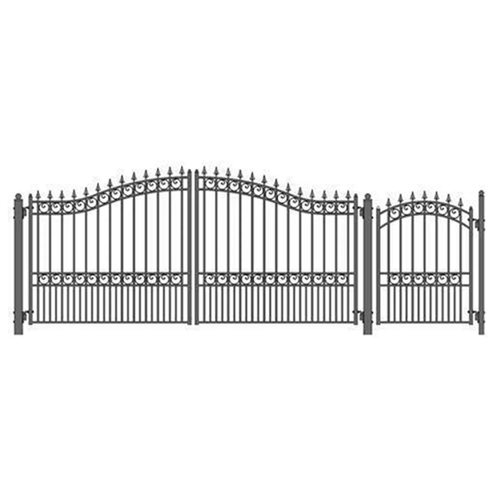 Aleko Steel Dual Swing Driveway Gate - LONDON Style - 14 ft