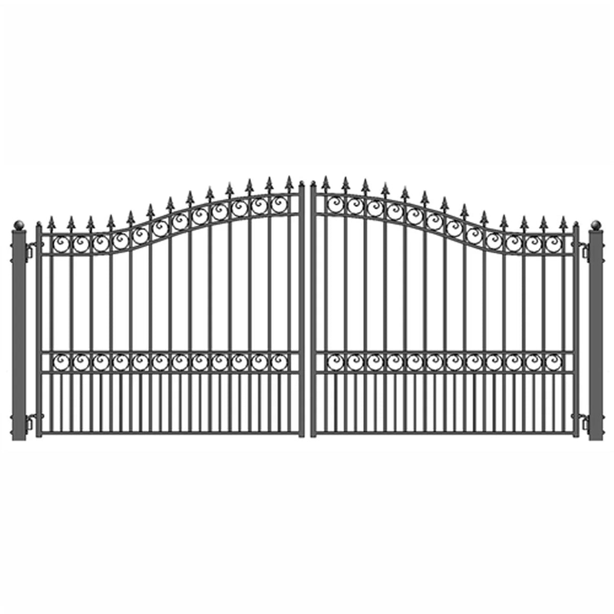 Aleko Steel Dual Swing Driveway Gate - LONDON Style - 14 x