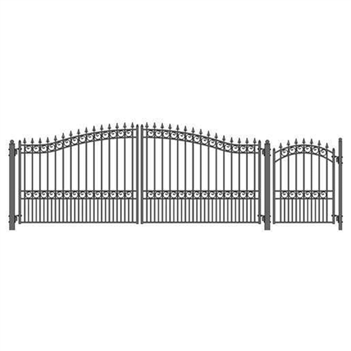 Aleko Steel Dual Swing Driveway Gate - LONDON Style - 16 ft