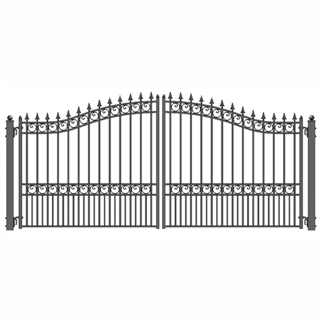 Aleko Steel Dual Swing Driveway Gate - LONDON Style - 16 x