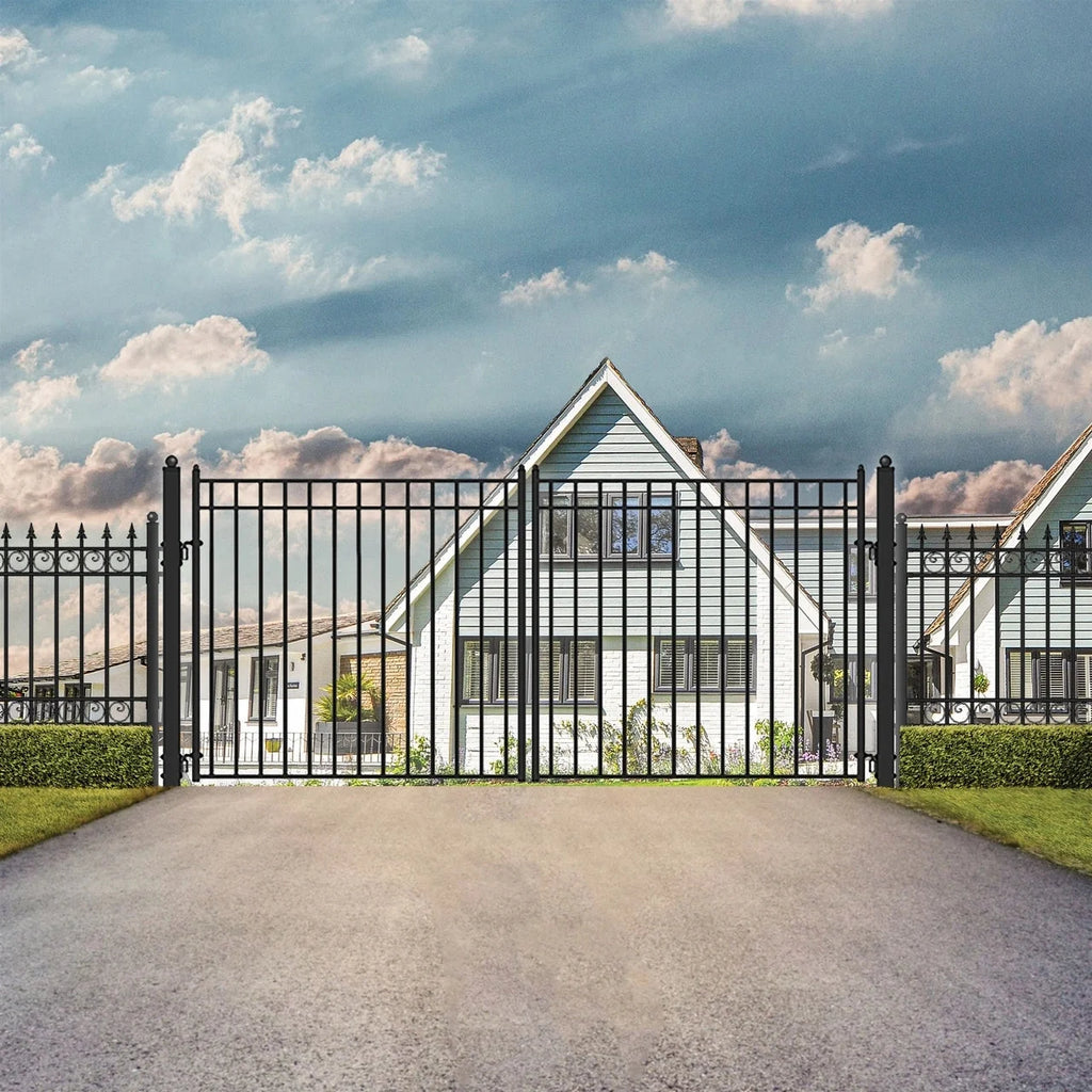 Aleko Steel Dual Swing Driveway Gate - MADRID Style - 14 x