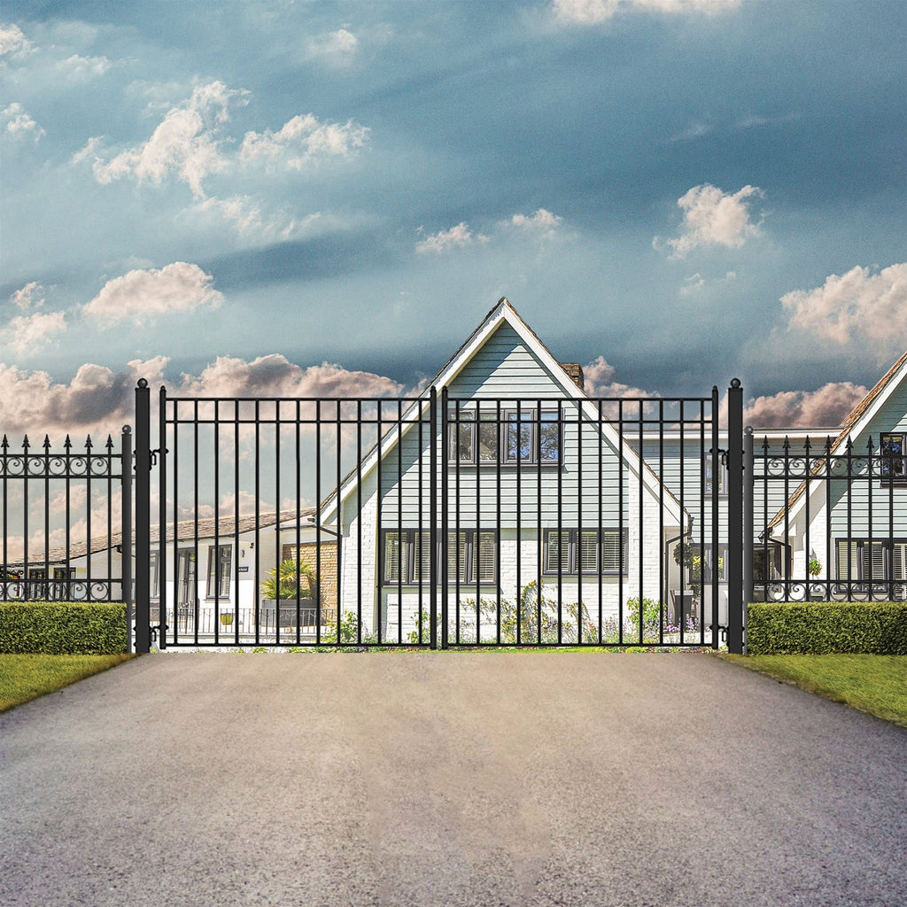 Aleko Steel Dual Swing Driveway Gate - MADRID Style - 16 x