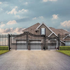 Aleko Steel Dual Swing Driveway Gate - MOSCOW Style - 12 ft