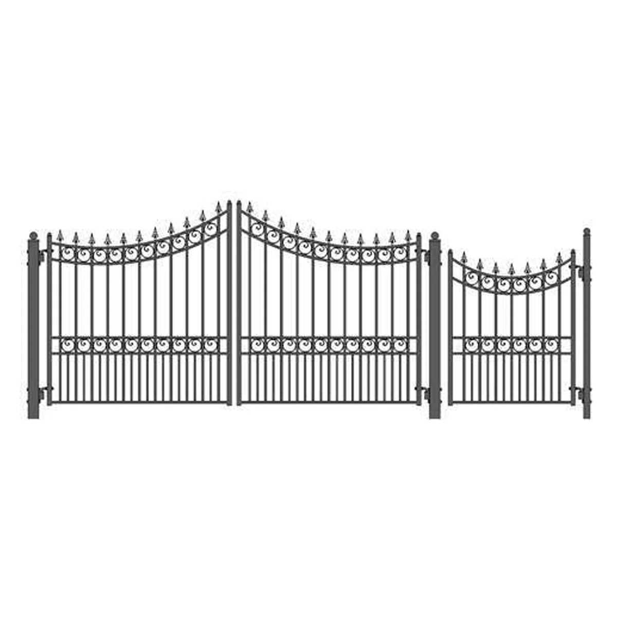 Aleko Steel Dual Swing Driveway Gate - MOSCOW Style - 12 ft