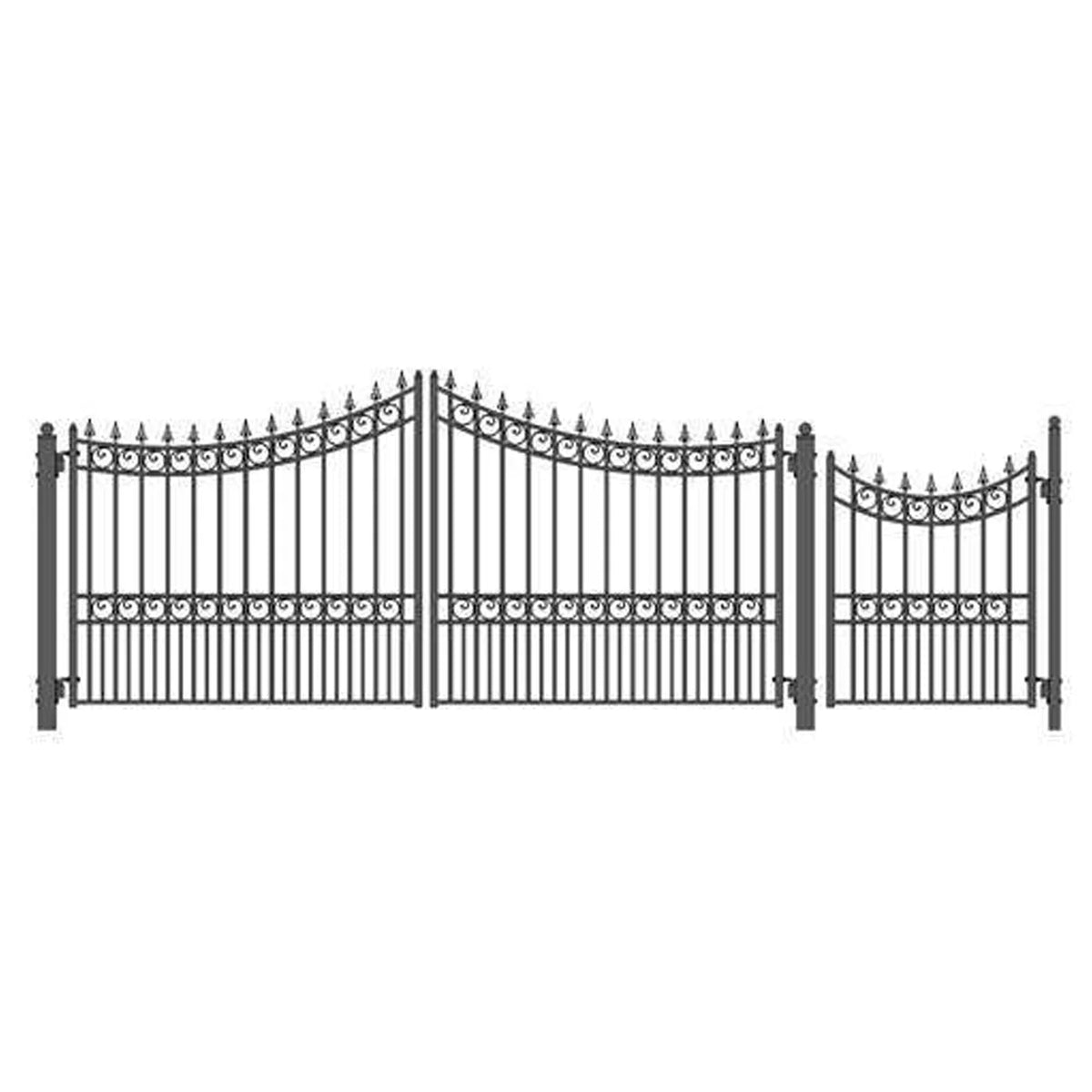 Aleko Steel Dual Swing Driveway Gate - MOSCOW Style - 14 ft