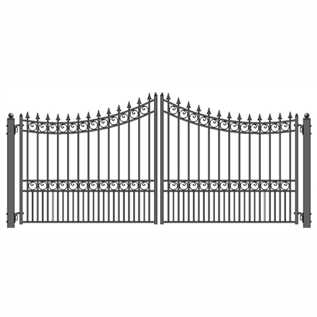 Aleko Steel Dual Swing Driveway Gate - MOSCOW Style - 16 x