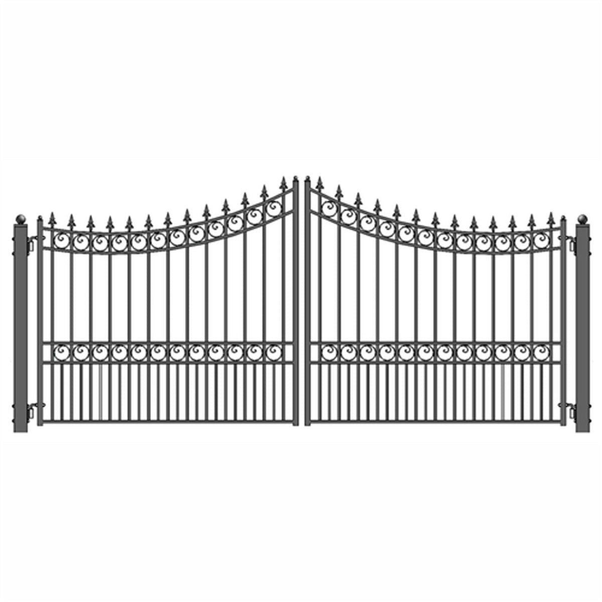 Aleko Steel Dual Swing Driveway Gate - MOSCOW Style - 16 x