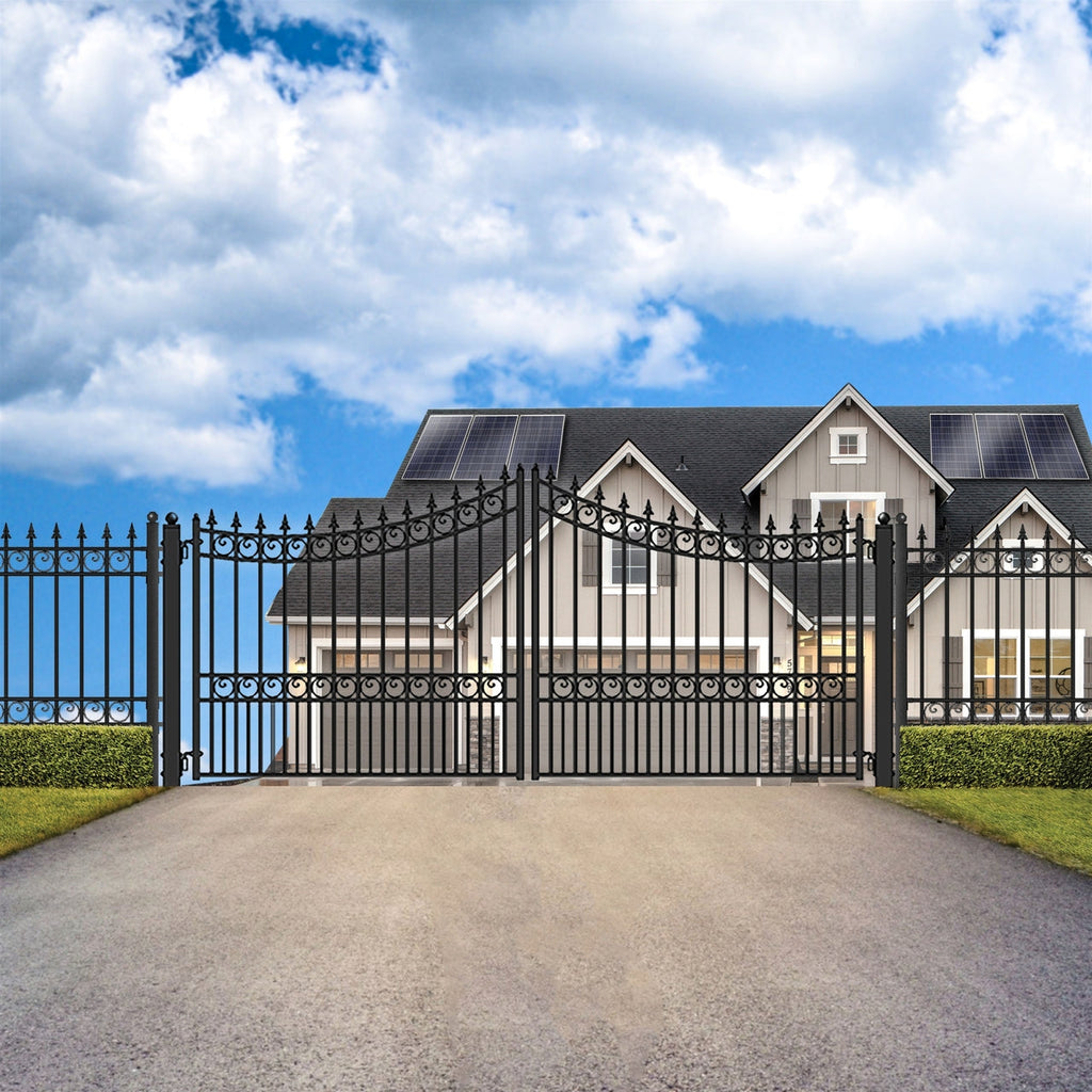 Aleko Steel Dual Swing Driveway Gate - MOSCOW Style - 16 x
