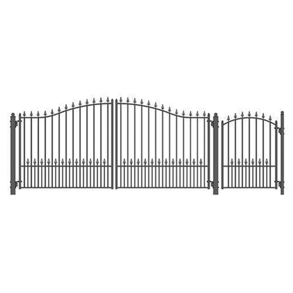 Aleko Steel Dual Swing Driveway Gate - MUNICH Style - 14 ft