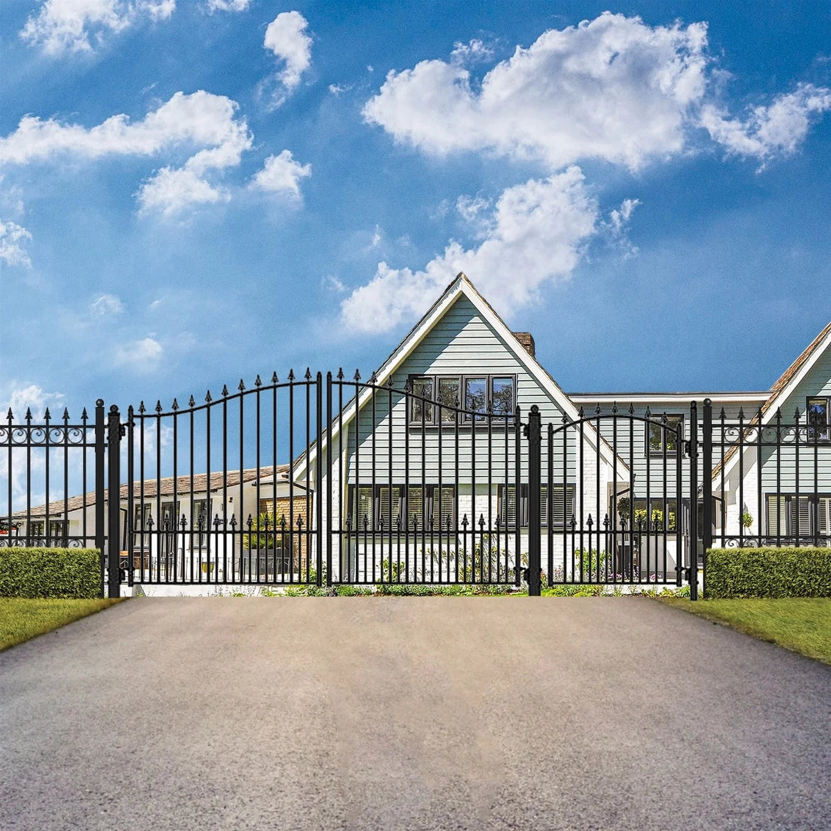 Aleko Steel Dual Swing Driveway Gate - MUNICH Style - 16 ft