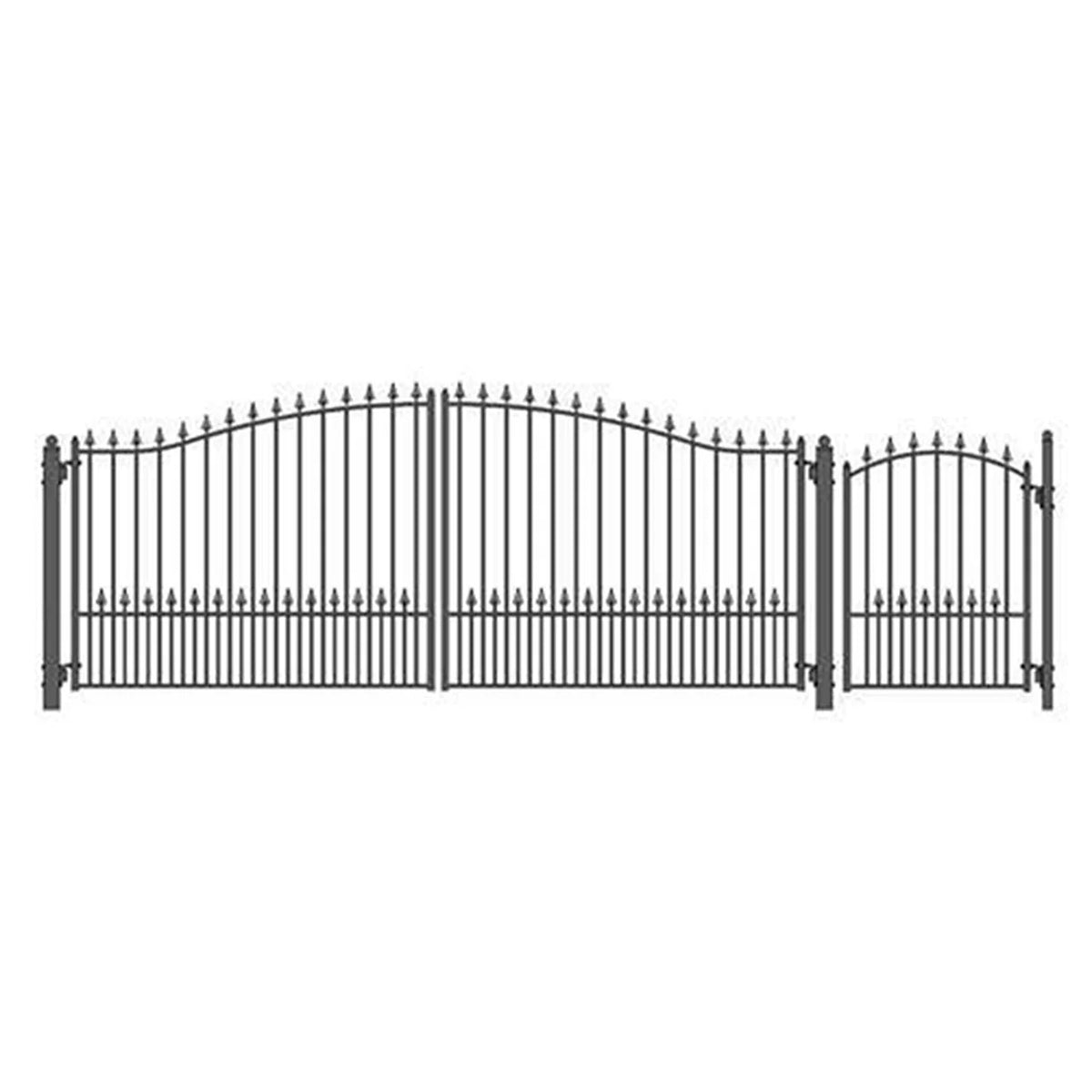 Aleko Steel Dual Swing Driveway Gate - MUNICH Style - 16 ft