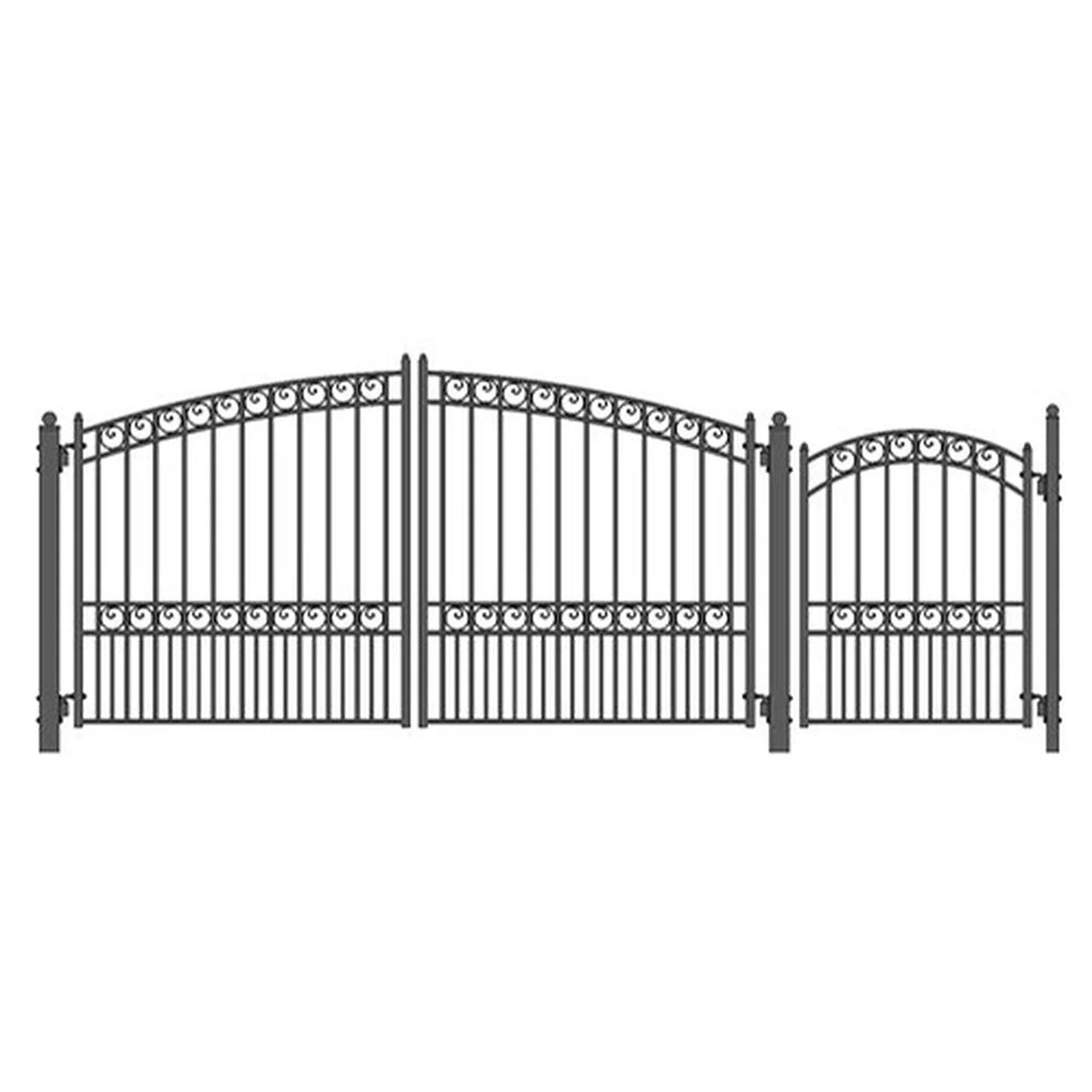 Aleko Steel Dual Swing Driveway Gate - PARIS Style - 12 ft