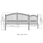 Aleko Steel Dual Swing Driveway Gate - PARIS Style - 12 ft