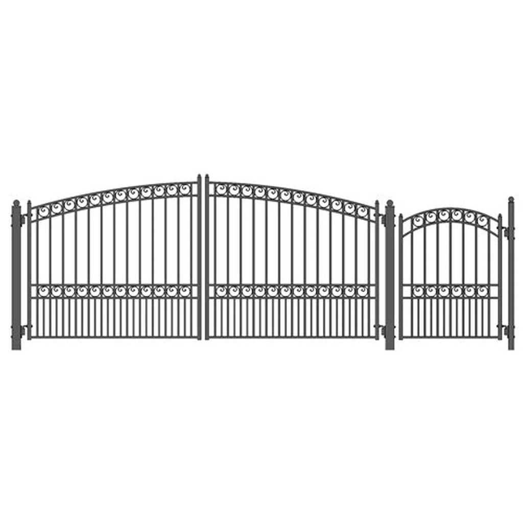 Aleko Steel Dual Swing Driveway Gate - PARIS Style - 14 ft