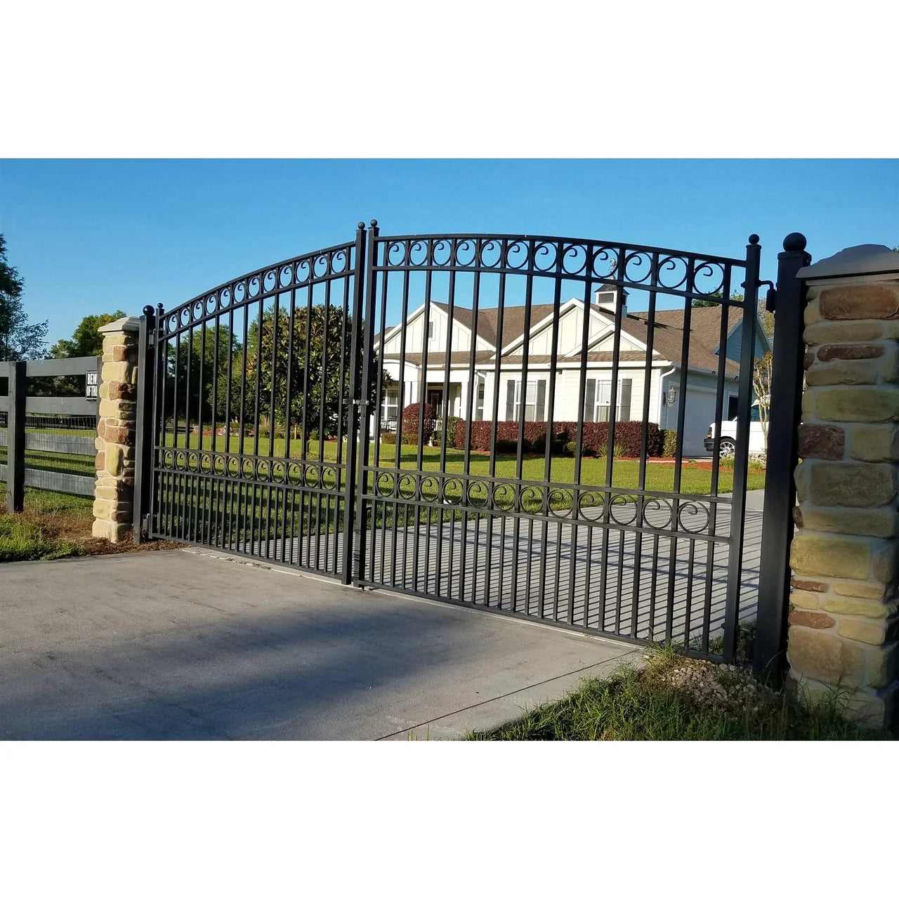 Aleko Steel Dual Swing Driveway Gate - PARIS Style - 14 x 6