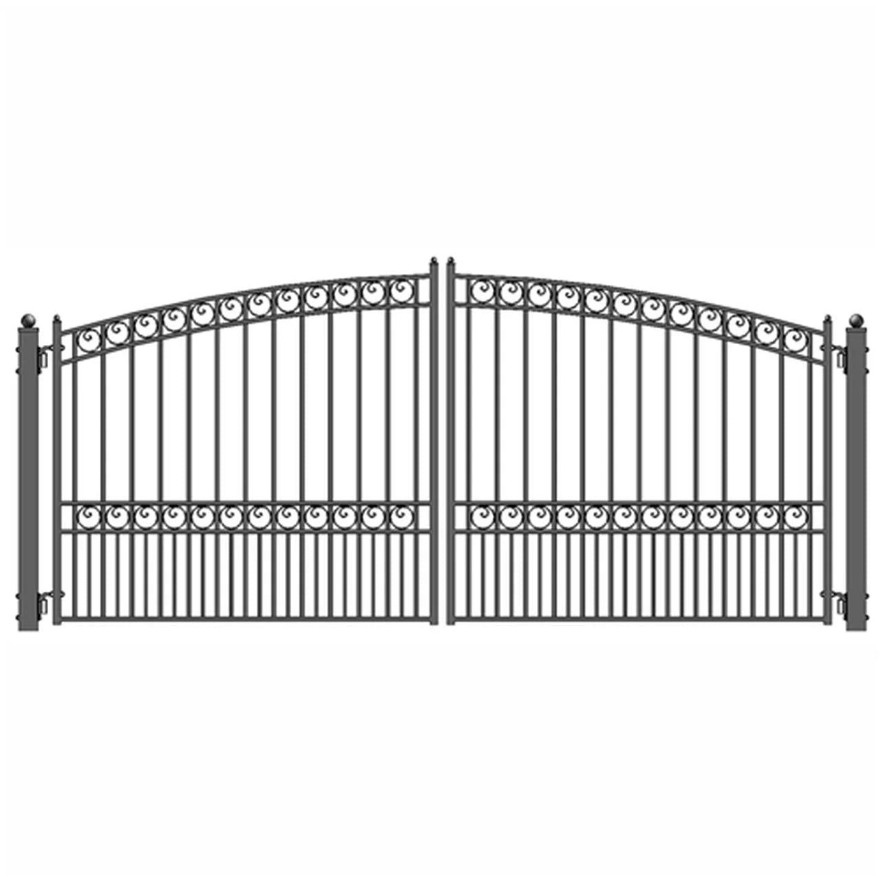 Aleko Steel Dual Swing Driveway Gate - PARIS Style - 14 x 6