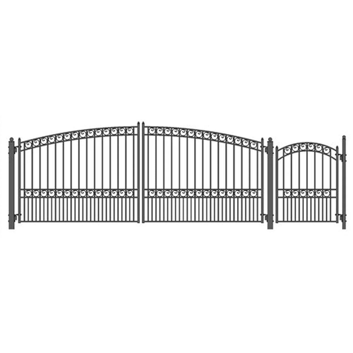 Aleko Steel Dual Swing Driveway Gate - PARIS Style - 16 ft