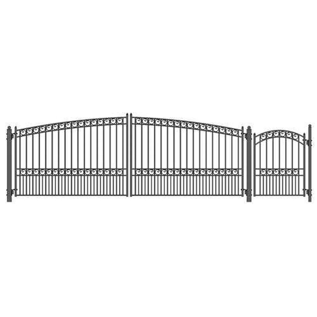 Aleko Steel Dual Swing Driveway Gate - PARIS Style - 18 ft