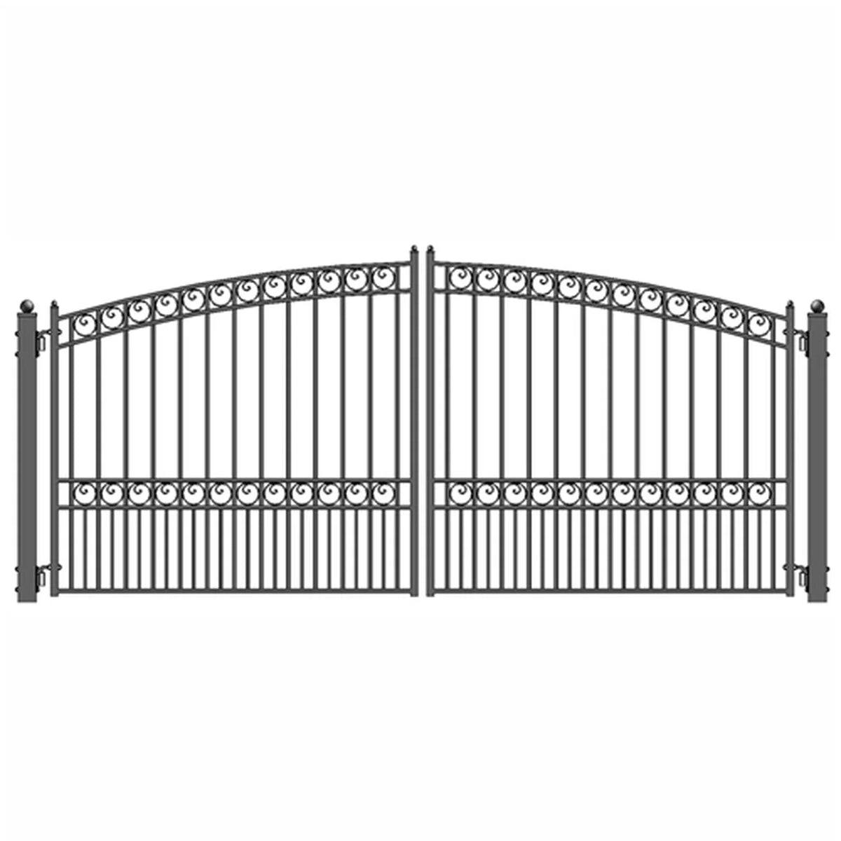 Aleko Steel Dual Swing Driveway Gate - PARIS Style - 18 x 6