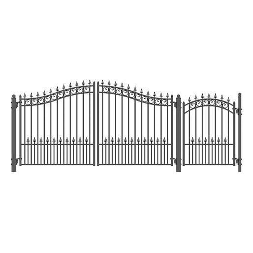 Aleko Steel Dual Swing Driveway Gate - PRAGUE Style - 12 ft