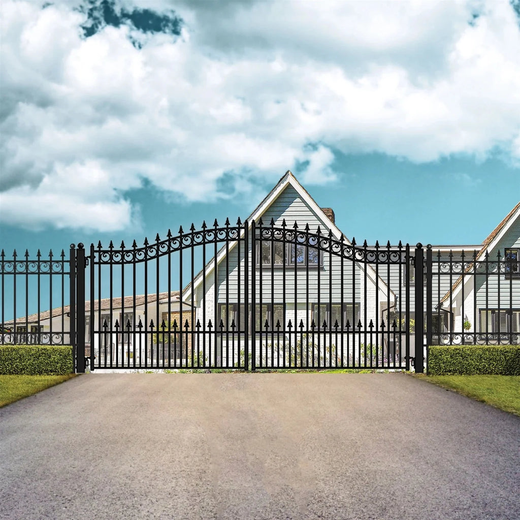 Aleko Steel Dual Swing Driveway Gate - PRAGUE Style - 12 x