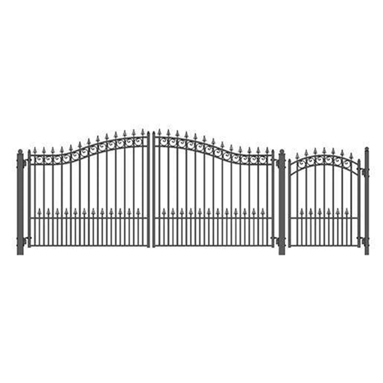 Aleko Steel Dual Swing Driveway Gate - PRAGUE Style - 14 ft
