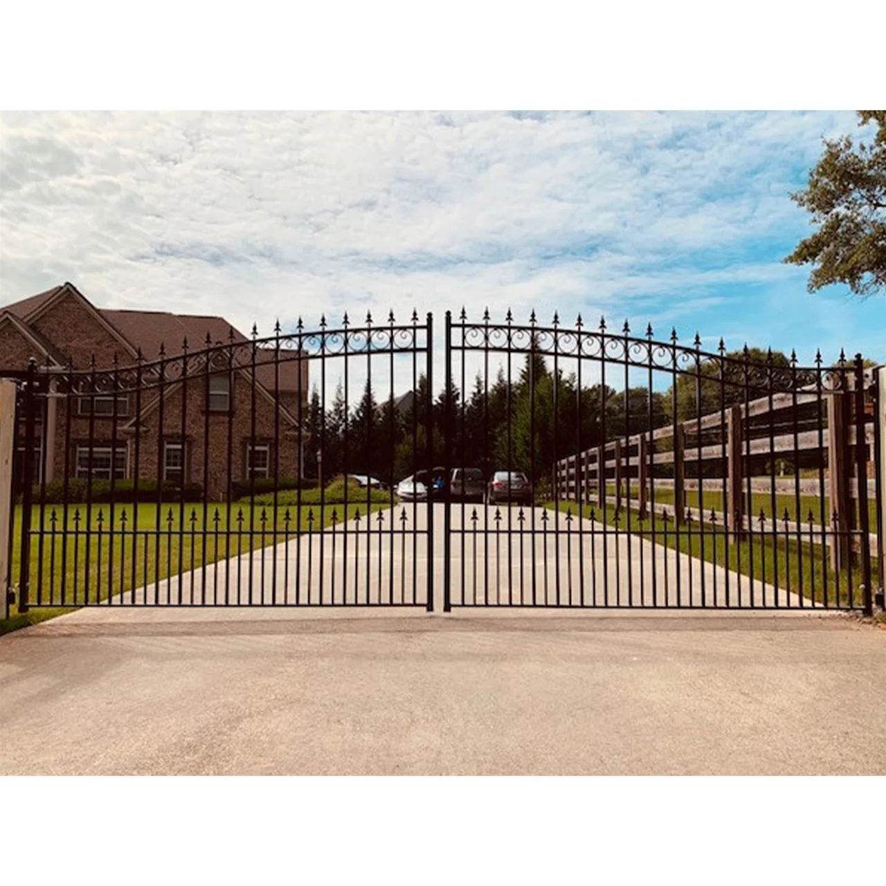Aleko Steel Dual Swing Driveway Gate - PRAGUE Style - 14 x